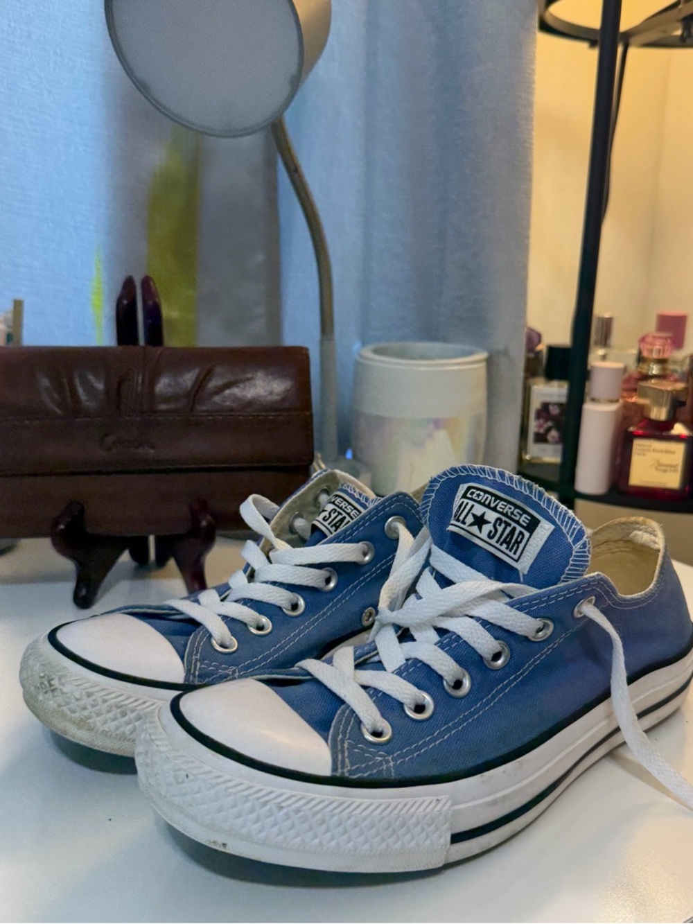 Converse Low Top Sneakers in Blue and White